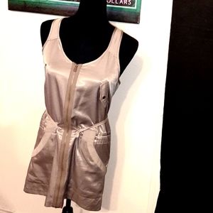 Metropark shiny beige zip up dress